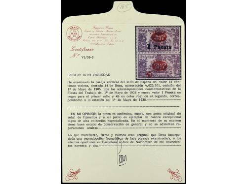 ** ESPAÑA. Ed. 762hpa. 1 pta. s. 15 cts. violeta. Pareja con