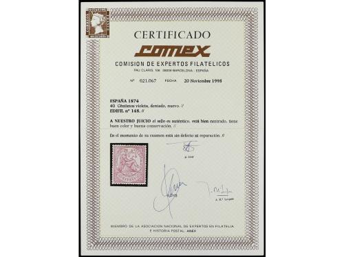 (*) ESPAÑA. Ed. 148. 40 céntimos violeta. Centrado perfecto.