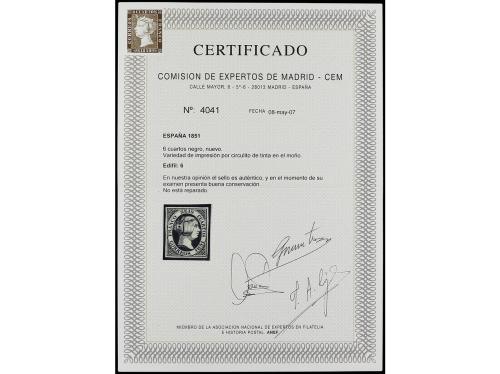 (*) ESPAÑA. Ed. 6. 6 cuartos negro. Punto negro en el moño d