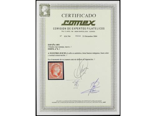 (*) ESPAÑA. Ed. 8. 2 reales rojo naranja. Márgenes completos