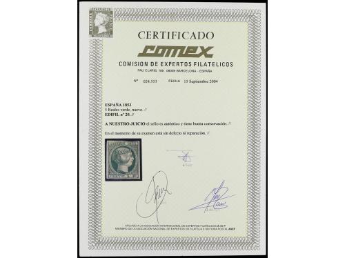 * ESPAÑA. Ed. 20. 5 reales verde. Buen color y márgenes. Muy