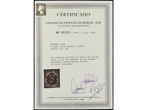 * ESPAÑA. Ed. 34. 1 real azul. Color intenso y márgenes comp