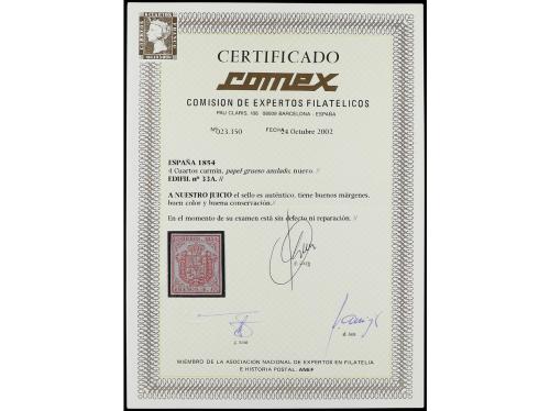 (*) ESPAÑA. Ed. 33A. 4 cuartos carmín, papel grueso azulado.