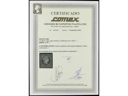 (*) ESPAÑA. Ed. 39. 2 cuartos verde. Muy buen ejemplar. Cert