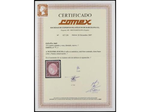 (*) ESPAÑA. Ed. 77. 19 cuartos castaño y rosa. Color intenso