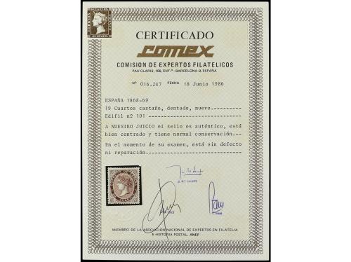 (*) ESPAÑA. Ed. 101. 19 cuartos castaño. Muy bien centrado. 