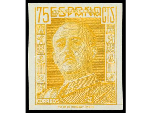 ** ESPAÑA. Ed. 150. 75 cts. amarillo. Dentado y sin dentar. 