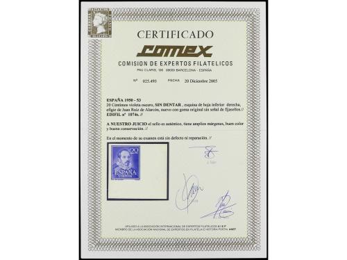 ** ESPAÑA. Ed. 1074s. PERSONAJES. 20 cts. violeta SIN DENTAR