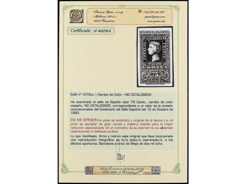 ** ESPAÑA. Ed. 1076cc. CENTENARIO. 75 cts. castraño. CAMBIO 