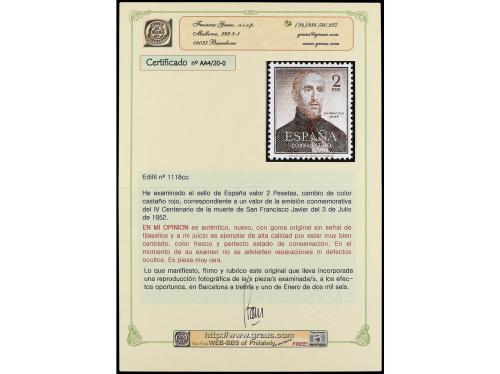 ** ESPAÑA. Ed. 1118cca. S. FRANCISCO JAVIER. 2 pts. castaño.