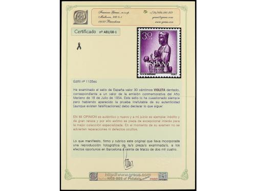 ** ESPAÑA. Ed. 1135ec. VÍRGENES. 30 cts. violeta. ERROR DE C