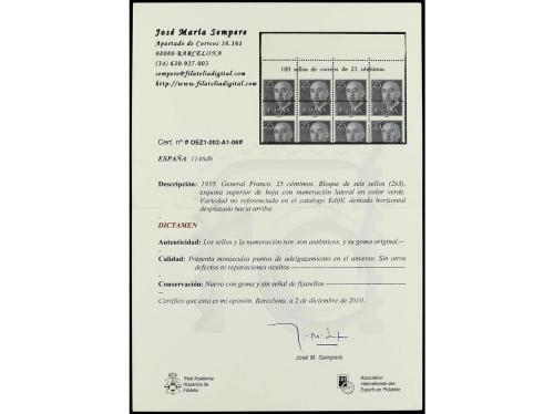 ** ESPAÑA. Ed. 1146. FRANCO. 25 cts. violeta negro. Bloque d