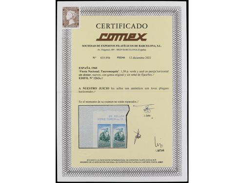 ** ESPAÑA. Ed. 1263s. TOROS. 1.50 pts. azul y verde. Pareja 