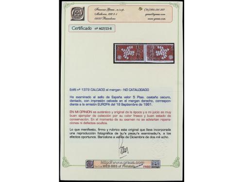 ** ESPAÑA. Ed. 1372. EUROPA&#39; 61. 5 pts. castaño, sello CALCA