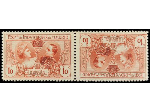 * ESPAÑA. Ed. SR 1. 10 cts. rojo. Pareja CAPICUA. MUY RARA. 