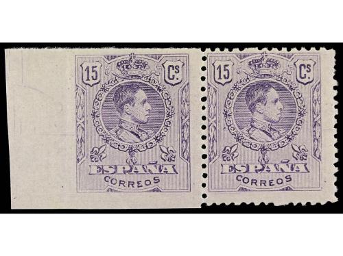 ** ESPAÑA. Ed. 270dmd. 15 cts. violeta SIN DENTAR en tres má