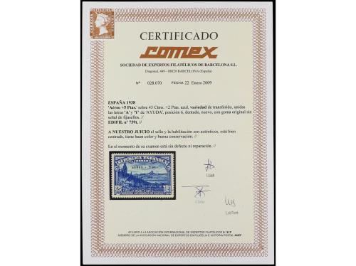 ** ESPAÑA. Ed. 759t. Aéreo + 5pts. Variedad "A" y "Y" de AYU