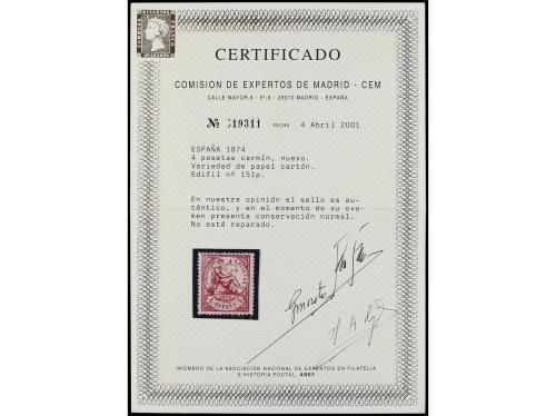 (*) ESPAÑA. Ed. 151p. 4 pts. carmín PAPEL CARTÓN. Espectacul