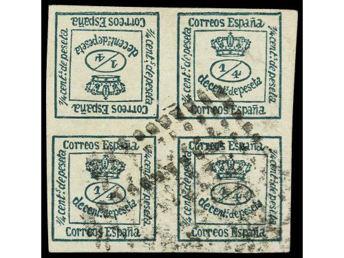 ° ESPAÑA. Ed. 173ea. 4/4 cto. verde, un sello en posición IN