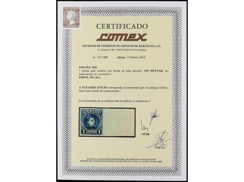 ** ESPAÑA. Ed. NE 14s. NO EXPENDIDO. 1 pta. azul verdoso SIN