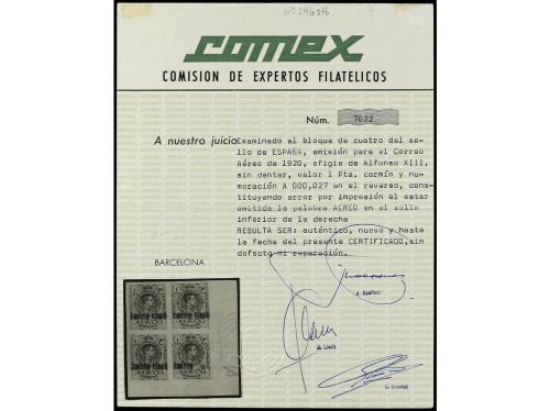 * ESPAÑA. Ed. 296s (4). 1 pta. carmín. Bloque de cuatro SIN 