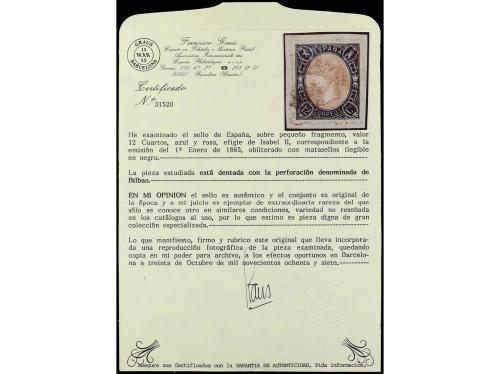 ° Δ ESPAÑA. Ed. 70ei. 12 cuartos azul y rosa MARCO INVERTIDO