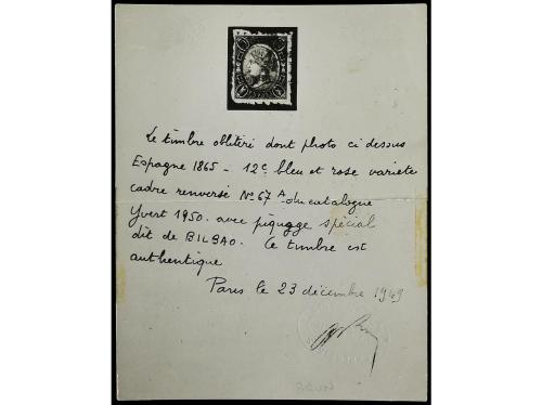 ° Δ ESPAÑA. Ed. 70ei. 12 cuartos azul y rosa MARCO INVERTIDO