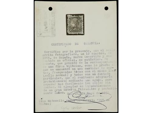 ° Δ ESPAÑA. Ed. 70ei. 12 cuartos azul y rosa MARCO INVERTIDO