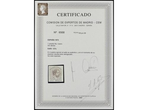 (*) ESPAÑA. Ed. 127s. 1 pta. lila sin dentar. PRECIOSO. Cert