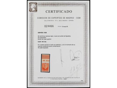 ** ESPAÑA. Ed. NE34. NO EXPENDIDO. 50 cts. naranja rojizo (t