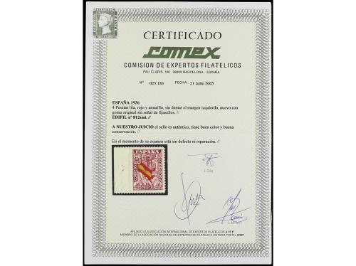 ** ESPAÑA. Ed. 812 y * 813smi. 4 y 10 pts. SIN DENTAR MARGEN