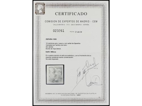 * ESPAÑA. Ed. 888cc. 10 cts. gris. COLOR CAMBIADO. MAGNÍFICO