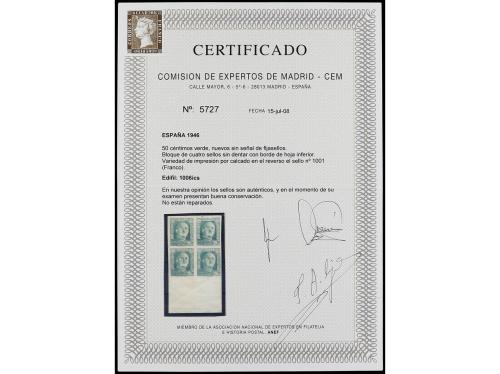 ** ESPAÑA. Ed. 1006icas (4). 50 cts. verde. Bloque de 4 SIN 