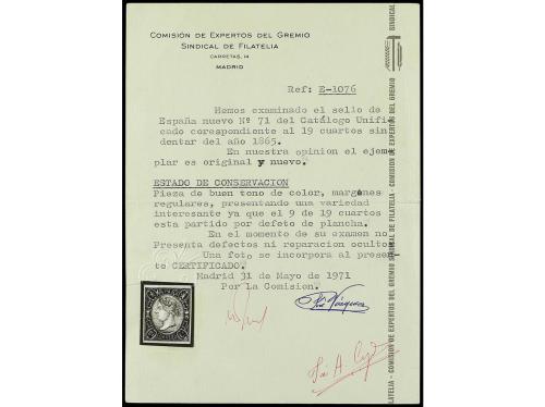 * ESPAÑA. Ed. 71. 19 cuartos castaño y rosa, "9" de "19" par