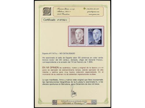 ** ESPAÑA. Ed. 1147cc. FRANCO. 30 cts. verde bronce CAMBIO D