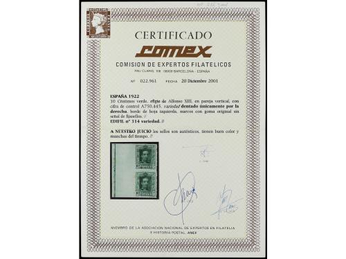 ** ESPAÑA. Ed. 314. 10 cts. verde. Pareja vertical SIN DENTA
