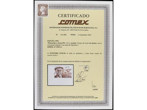 ** ESPAÑA. Ed. 3297s. HOMENAJE A JOSEP PLA. 65 pts. castaño.