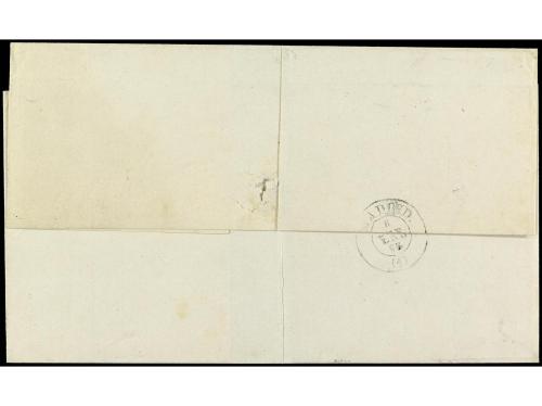 ✉ ESPAÑA. Ed. 75. 1865. BADAJOZ a MADRID. 4 cuartos azul, DO