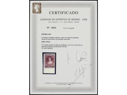 ** ESPAÑA. Ed. 351sh. 5 cts. castaño lila. SIN DENTADO HORIZ