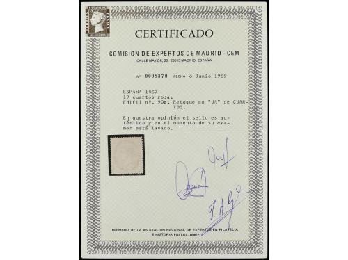 (*) ESPAÑA. Ed. 90m. 19 cuartos rosa (color apagado). Retoqu