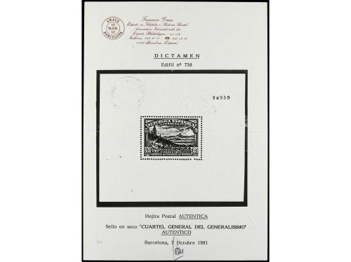 ** ESPAÑA. Ed. 758. HB con sello en seco CUARTEL GENERAL DEL