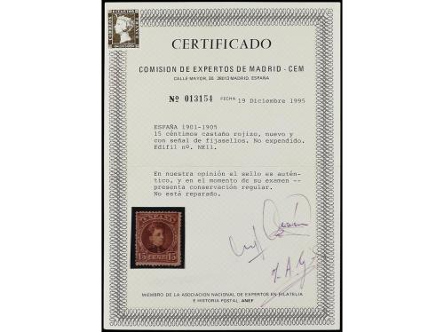 * ESPAÑA. Ed. NE 11. NO EXPENDIDO. 15 cts. castaño rojo. Bon