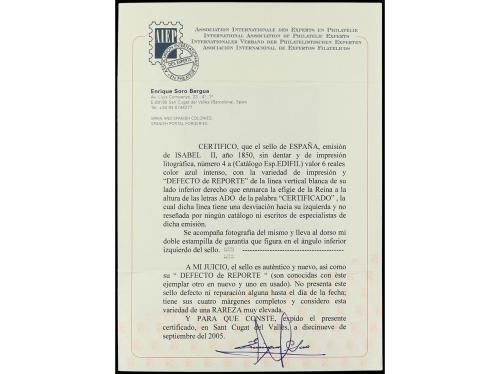 (*) ESPAÑA. Ed. 4. 6 reales azul. Importante variedad de rep