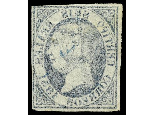 (*) ESPAÑA. Ed. 10. 6 reales azul. Impresión CALCADA al dors