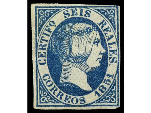 (*) ESPAÑA. Ed. 10. 6 reales azul. Impresión CALCADA al dors