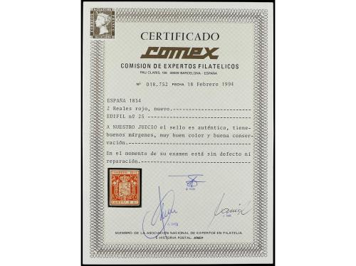 (*) ESPAÑA. Ed. 25. 2 reales rojo. Buen color y buenos márge