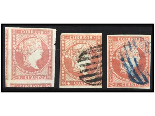 (*)/o ESPAÑA. Ed. 48. 4 cuartos rojo. Un sello nuevo y dos e