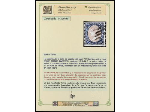 ° ESPAÑA. Ed. 76ei. 12 cuartos azul y rosa MARCO INVERTIDO. 