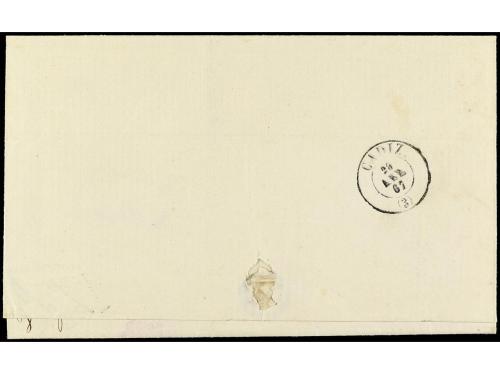 ✉ ESPAÑA. Ed. 88. 1867. SAN LUCAR a CÁDIZ. 4 cuartos azul CO