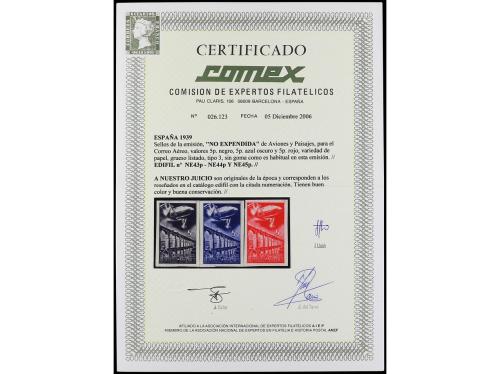 * ESPAÑA. Ed. NE 43p/45p. NO EXPENDIDOS. 5 pts. negro, azul 